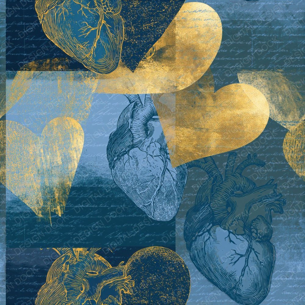 Scientific Hearts Indigo Blue Seamless Digital Paper Pack (DDD016656)