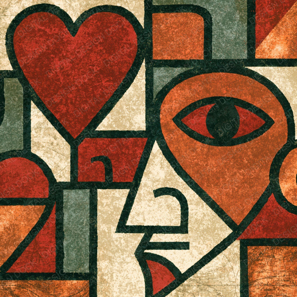 Aztec Hearts Sienna Sage Abstract Digital Paper Pack (DDD016666)