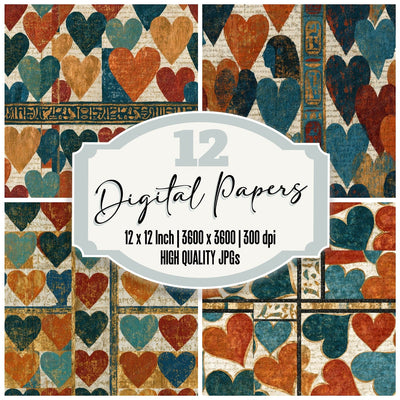 Egyptian Hearts Copper Oyster Seamless Digital Paper Pack (DDD016670)