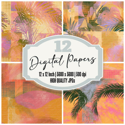 Vaporwave Mexico Ochre Pink Abstract Seamless Digital Paper Pack (DDD016682)