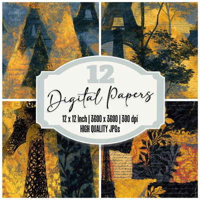 Blueprint Eiffel Tower Pashmina Seamless Digital Paper Pack (DDD016688)