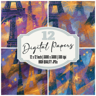 Fauvist Eiffel Tower Mauve Copper Seamless Digital Paper Pack (DDD016691)