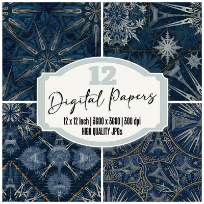 Haeckel Eiffel Tower Tuning Forks Seamless Digital Paper Pack (DDD016694)