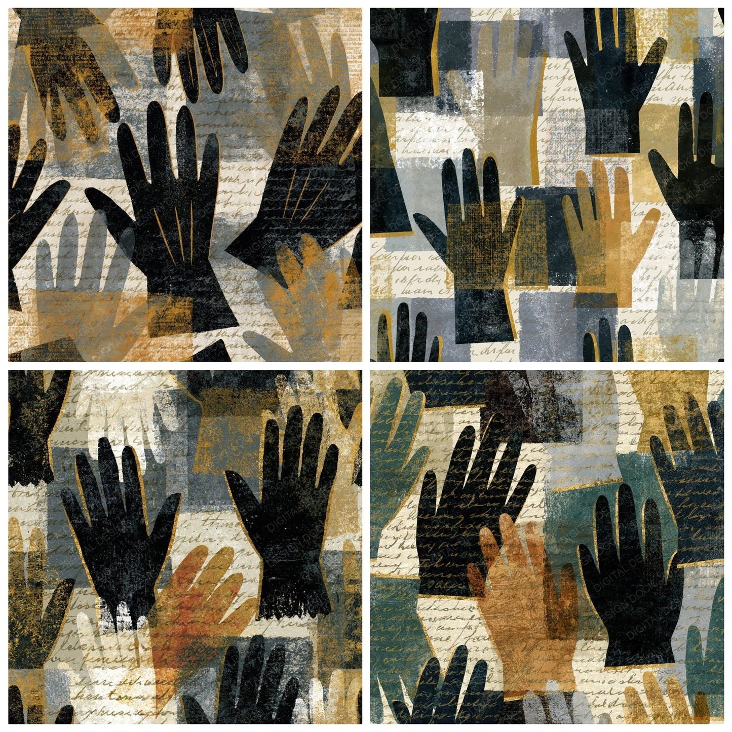 Midcentury Gloves Bone Brass Digital Paper Pack (DDD016699)