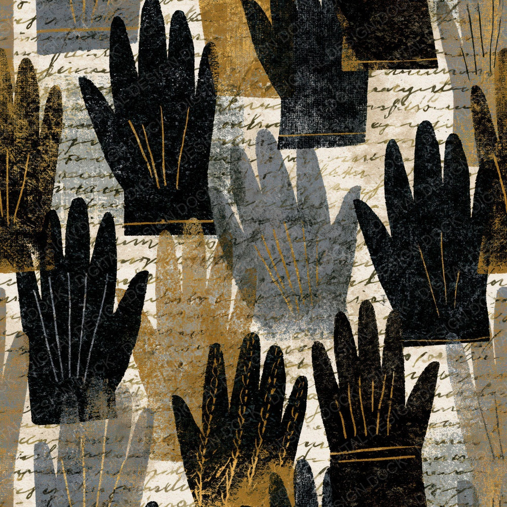 Midcentury Gloves Bone Brass Digital Paper Pack (DDD016699)