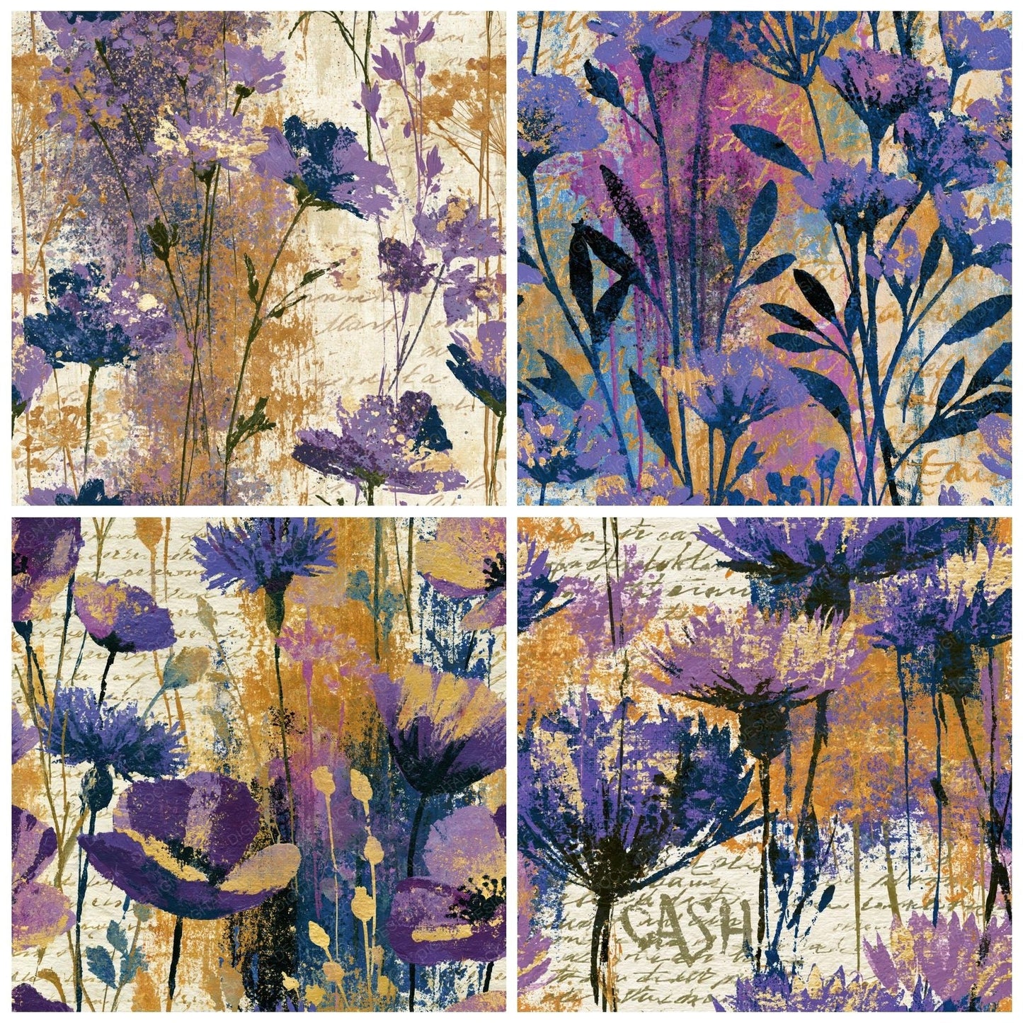 Graffiti Wildflowers Lilac Mauve Abstract Digital Paper Pack (DDD016714)