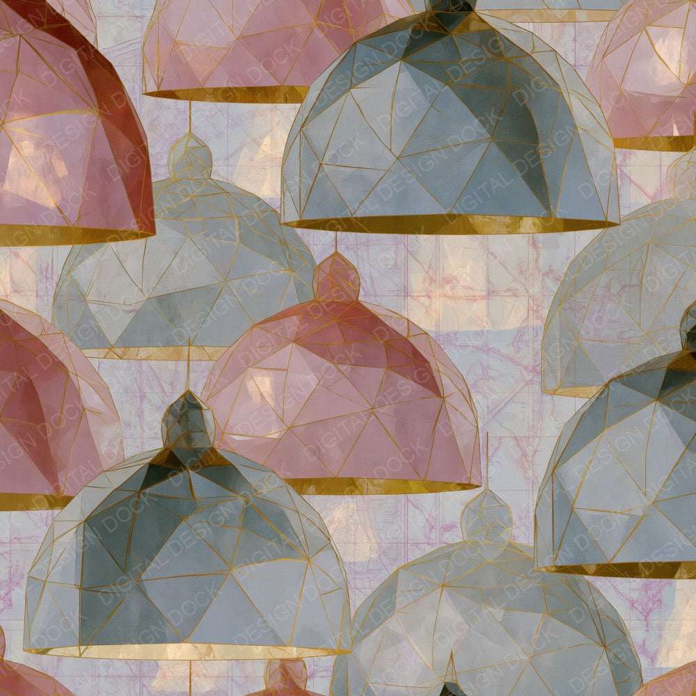 Low Poly Cloches Silver Rose Pearl Digital Paper Pack (DDD016718)
