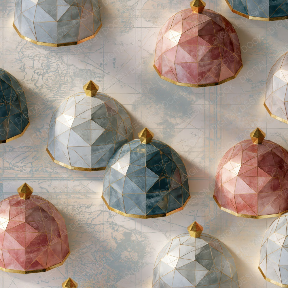 Low Poly Cloches Silver Rose Pearl Digital Paper Pack (DDD016718)