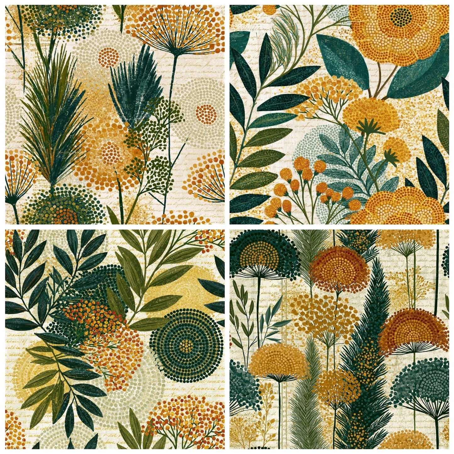 Aboriginal Wildflowers Amber Moss Seamless Digital Paper Pack (DDD016725)