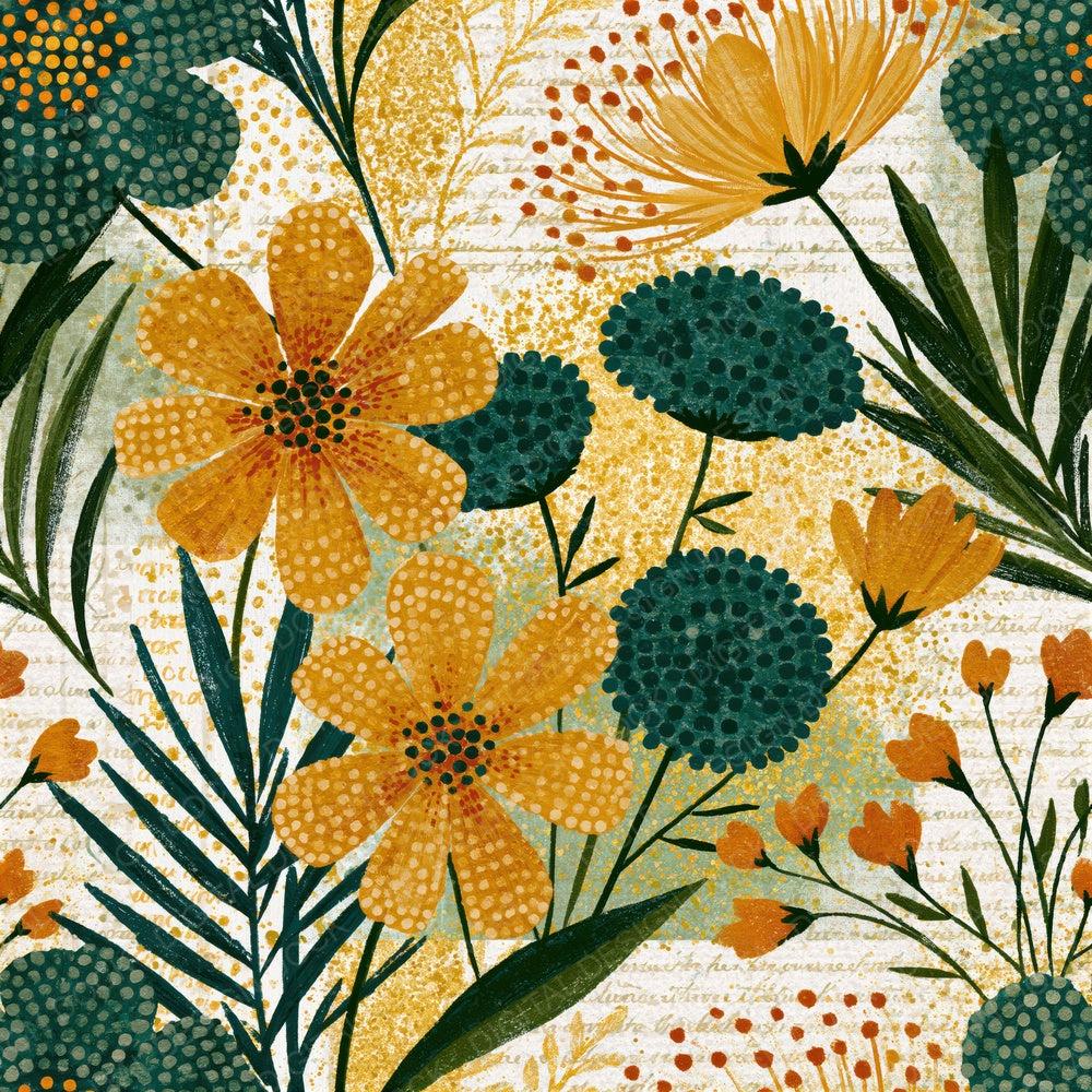 Aboriginal Wildflowers Amber Moss Seamless Digital Paper Pack (DDD016725)