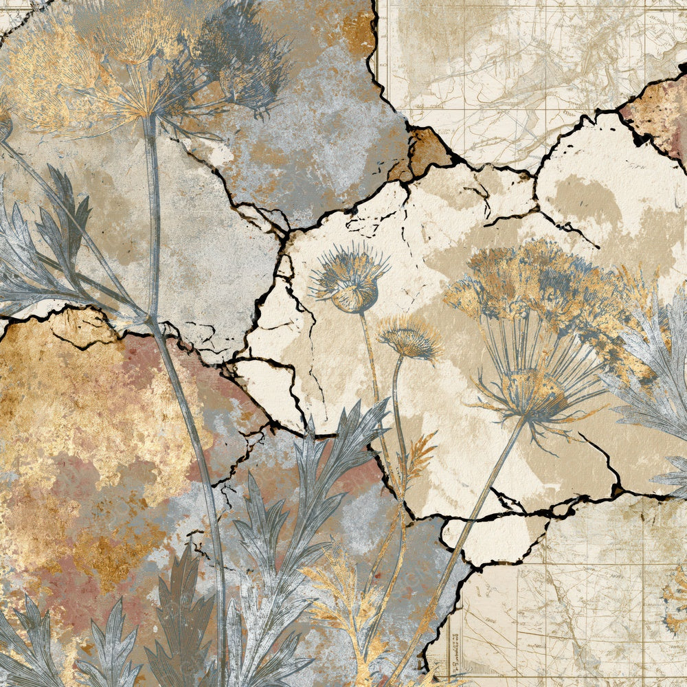 Single Botanical Wildflowers Oyster Parchment digital paper shown full size