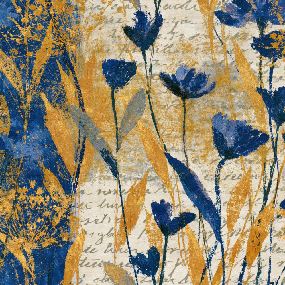 Another Colour Field Wildflowers Gold Jewel Blue Abstract digital paper shown full size
