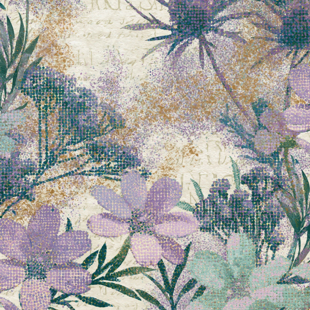 Single Pointillism Wildflowers Lilac Mint digital paper shown full size