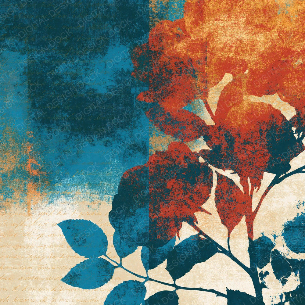Colour Field Roses Skulls Copper Rust Abstract Digital Paper Pack (DDD016752)
