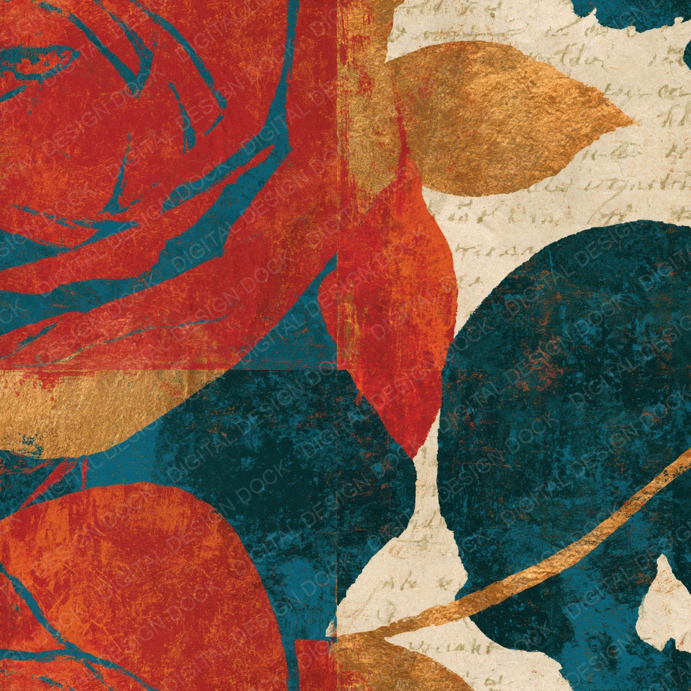 Colour Field Roses Skulls Copper Rust Abstract Digital Paper Pack (DDD016752)