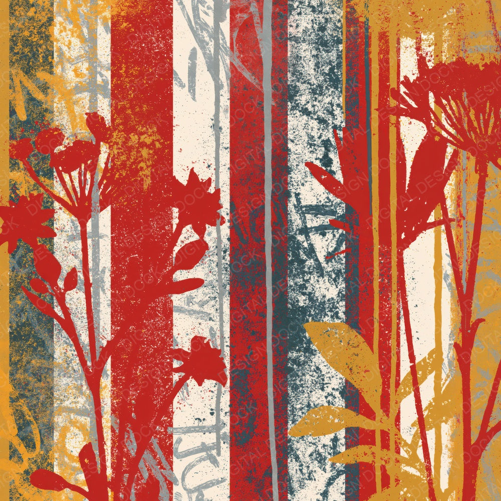 Another Graffiti Wildflowers Red Cream digital paper shown full size