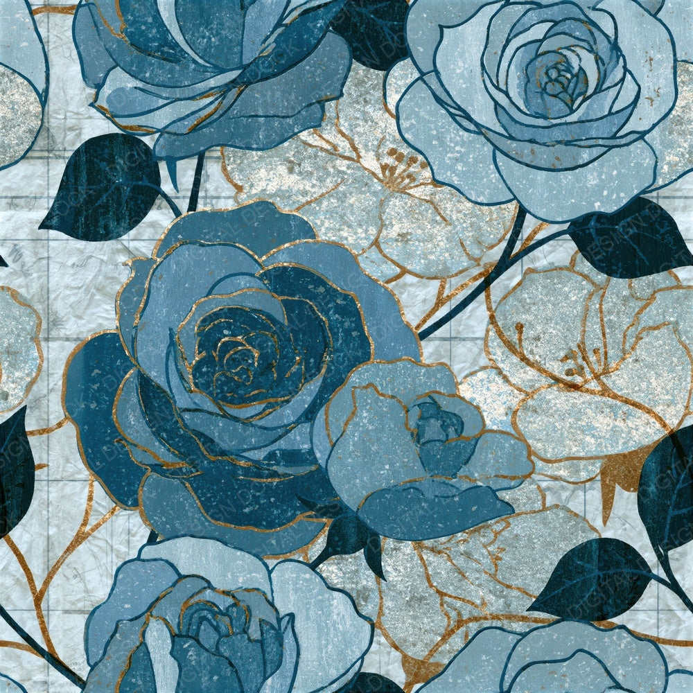 Moku Hanga Roses Glacier Silver Seamless Digital Paper Pack (DDD016759)
