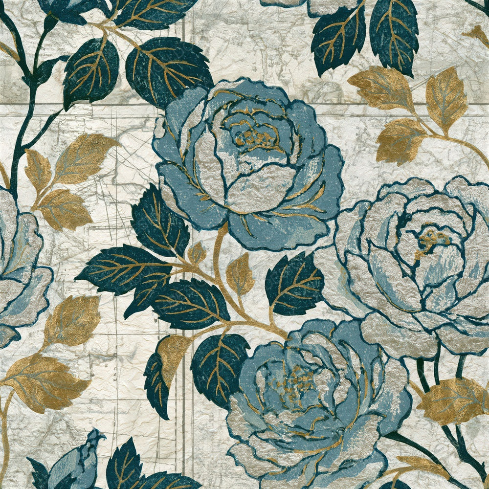 Moku Hanga Roses Glacier Silver Seamless Digital Paper Pack (DDD016759)
