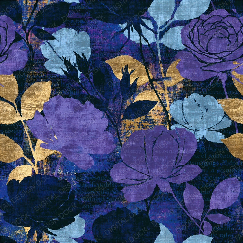Scandinavian Roses Twilight Navy Seamless Digital Paper Pack (DDD016762)