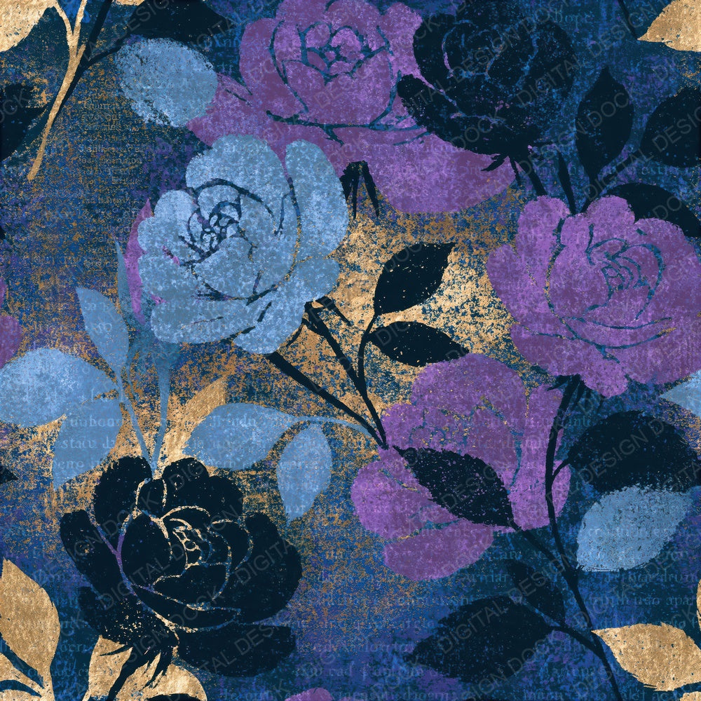 Scandinavian Roses Twilight Navy Seamless Digital Paper Pack (DDD016762)