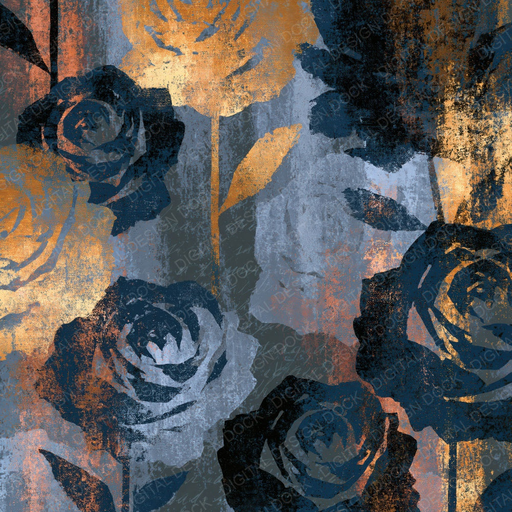 Layered Roses Ink Pewter Slate Digital Paper Pack (DDD016771)