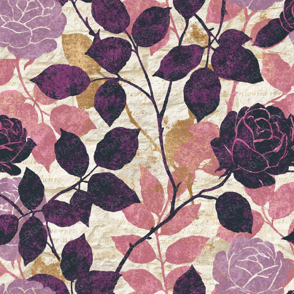 Single Lithograph Roses Lilac Chalk digital paper shown full size