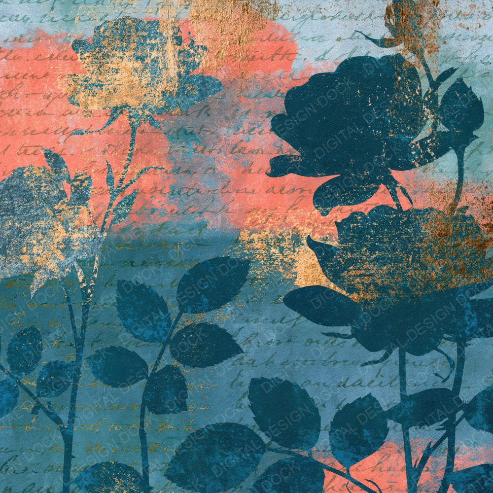 Another Photogram Roses Lagoon Coral digital paper shown full size