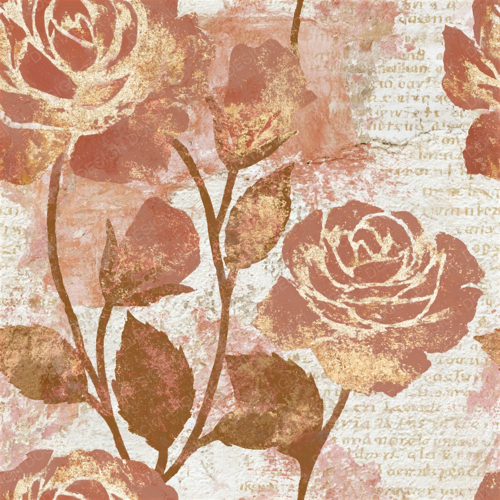 Another Roman Fresco Roses Copper Seamless digital paper shown full size