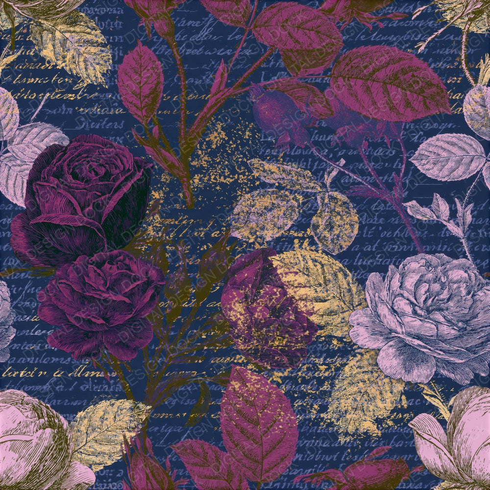 Single Scientific Roses Wine Pewter Seamless digital paper shown full size
