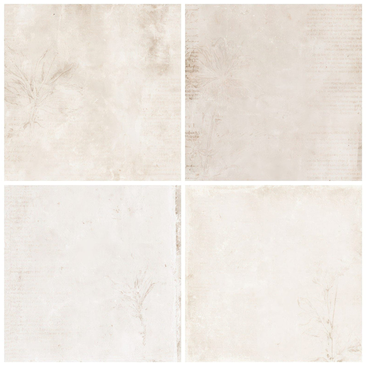 Four more Grungy Minimal Bone Fragment digital papers from the pack shown in a grid