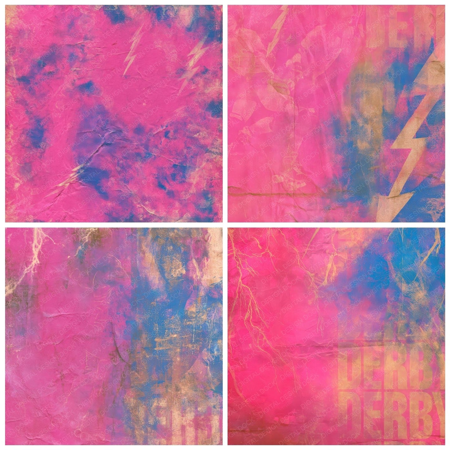 Retro Roller Derby Magenta Cobalt Digital Paper Pack (DDD016801)
