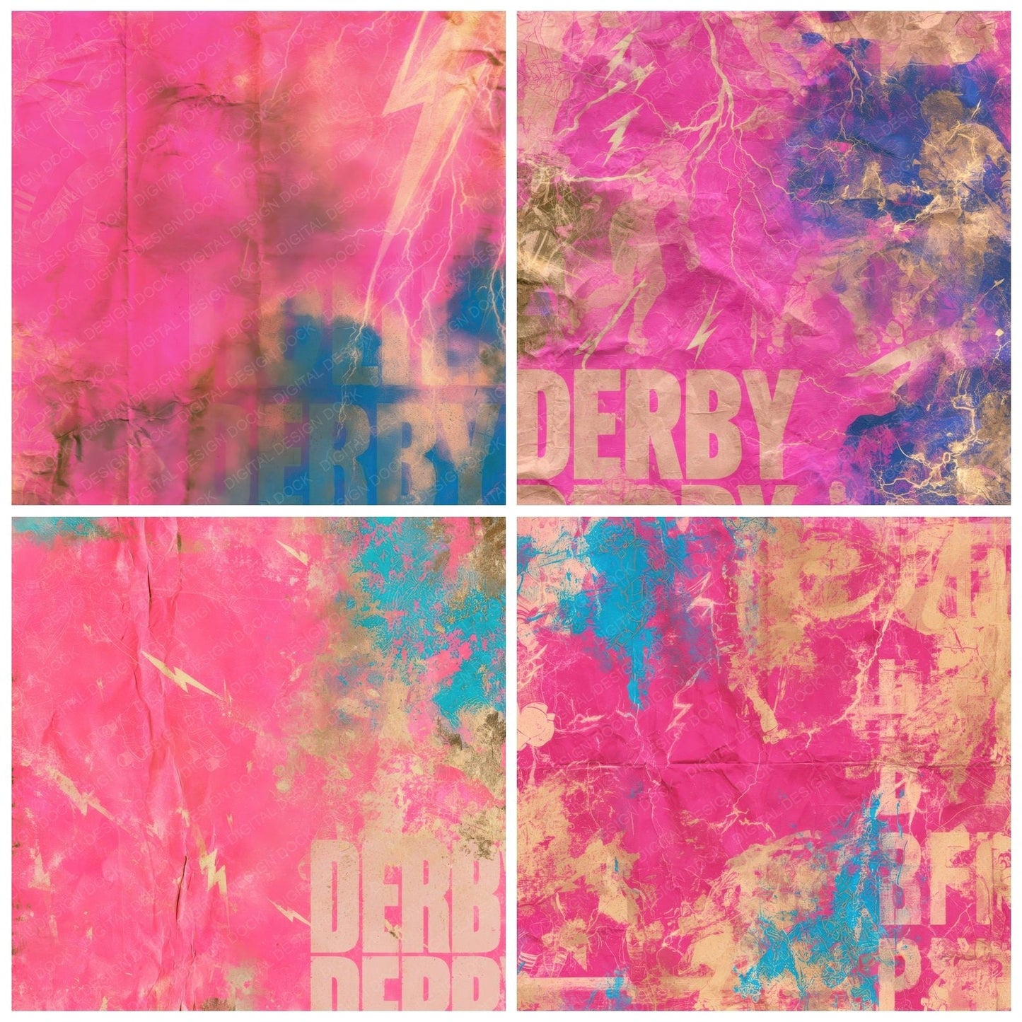 Retro Roller Derby Magenta Cobalt Digital Paper Pack (DDD016801)