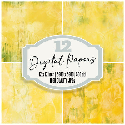 Retro Daffodil Buttercup Emerald Seamless Digital Paper Pack (DDD016807)
