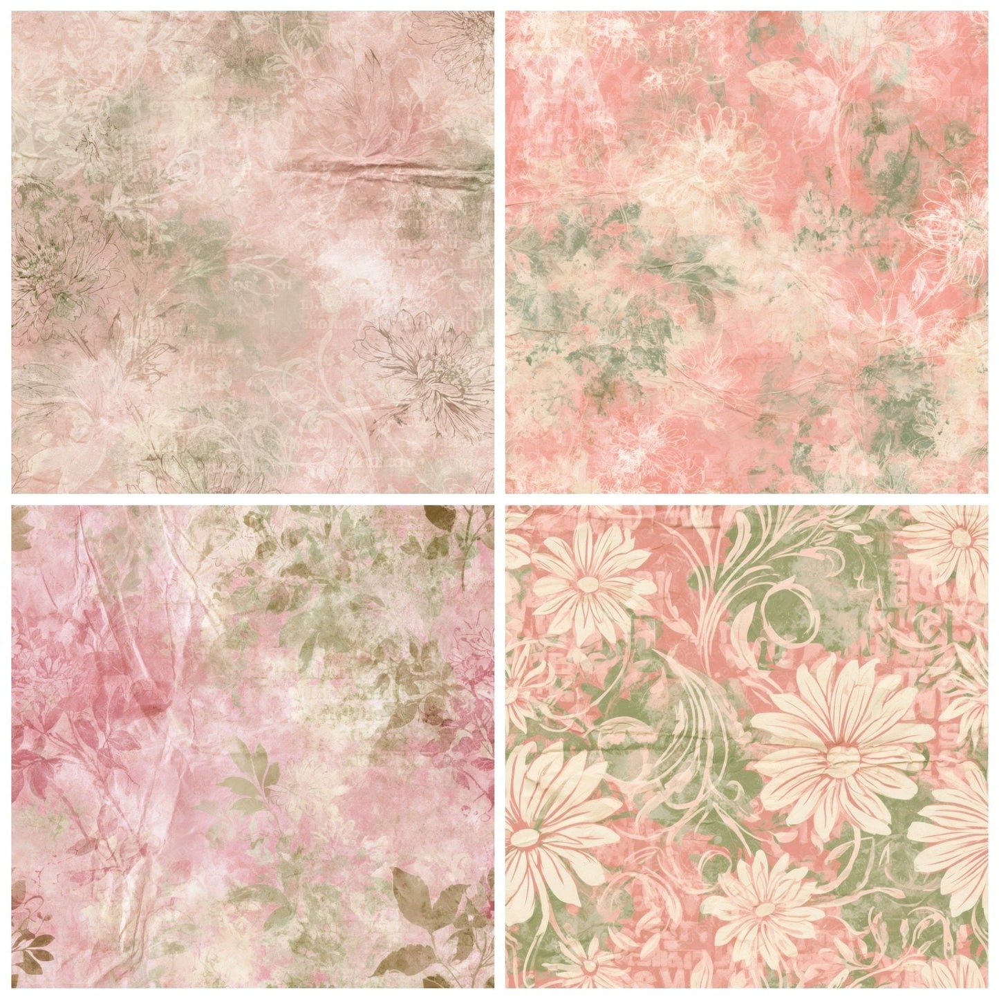 Retro Daisy Rose Sage Digital Paper Pack (DDD016808)