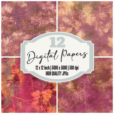 Retro Grape Plum Gold Seamless Digital Paper Pack (DDD016811)