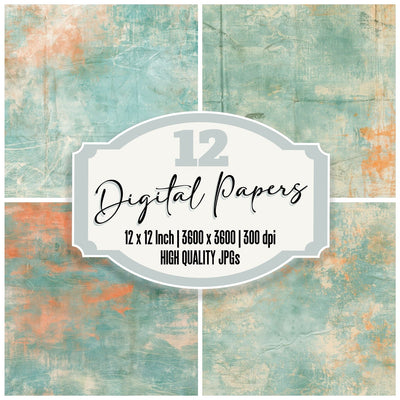Coastal Fish Teal Tangerine Digital Paper Pack (DDD016826)