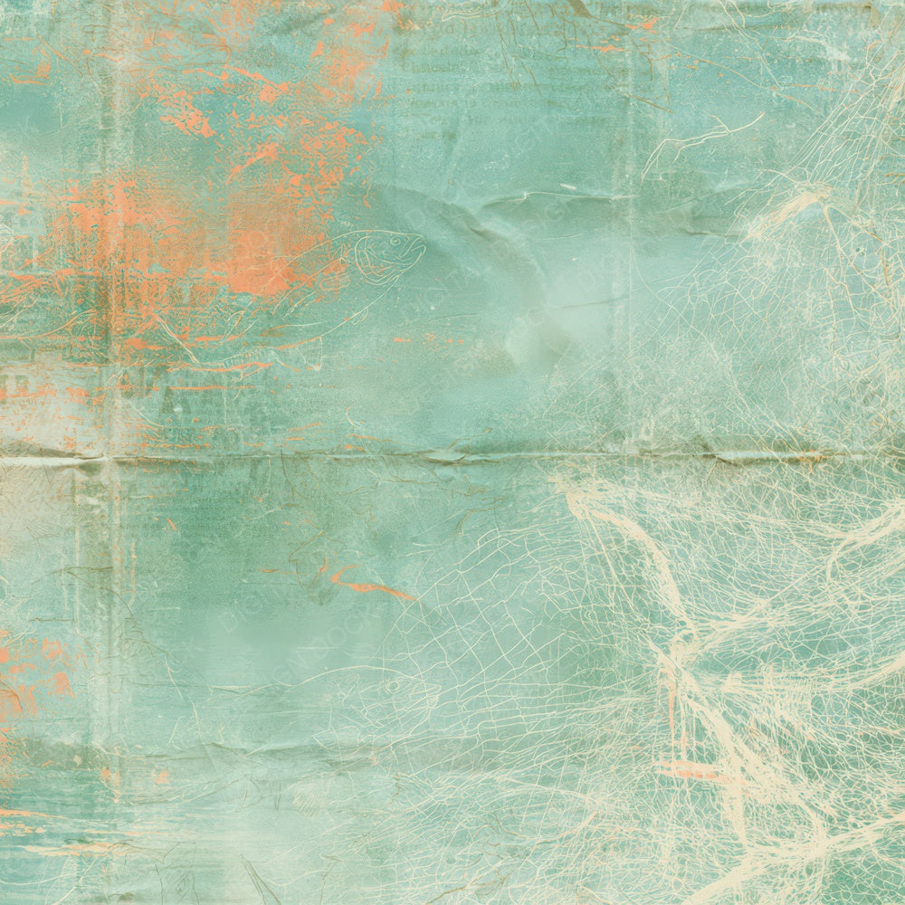 Single Coastal Fish Teal Tangerine digital paper shown full size