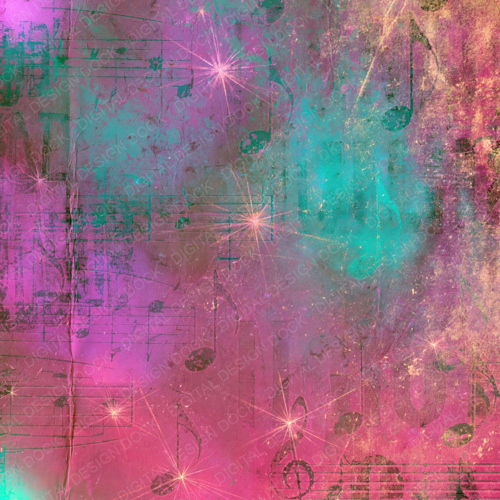 Music Disco Notes Magenta Turquoise Digital Paper Pack (DDD016833)