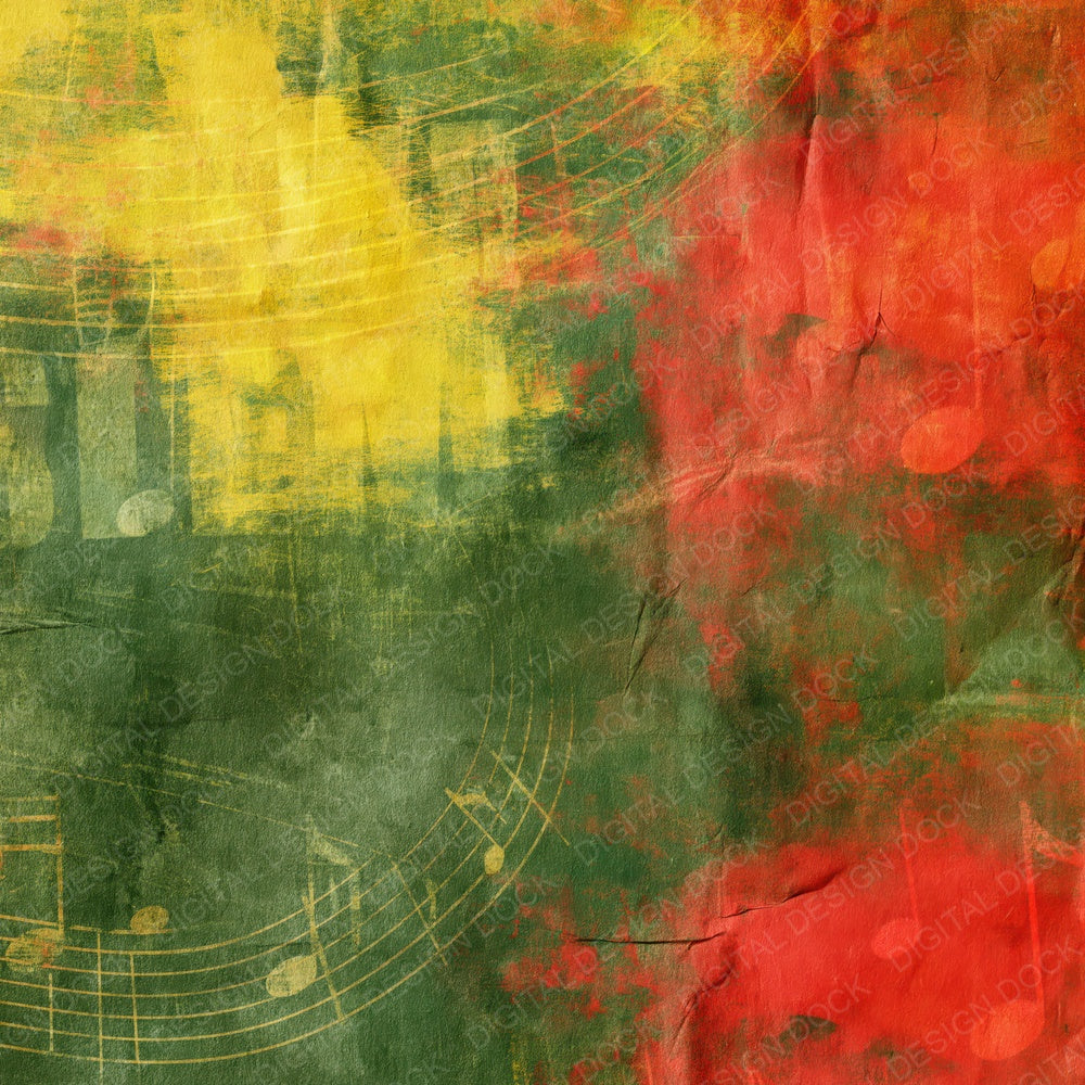 Single Music Reggae Notes Jungle Yellow digital paper shown full size