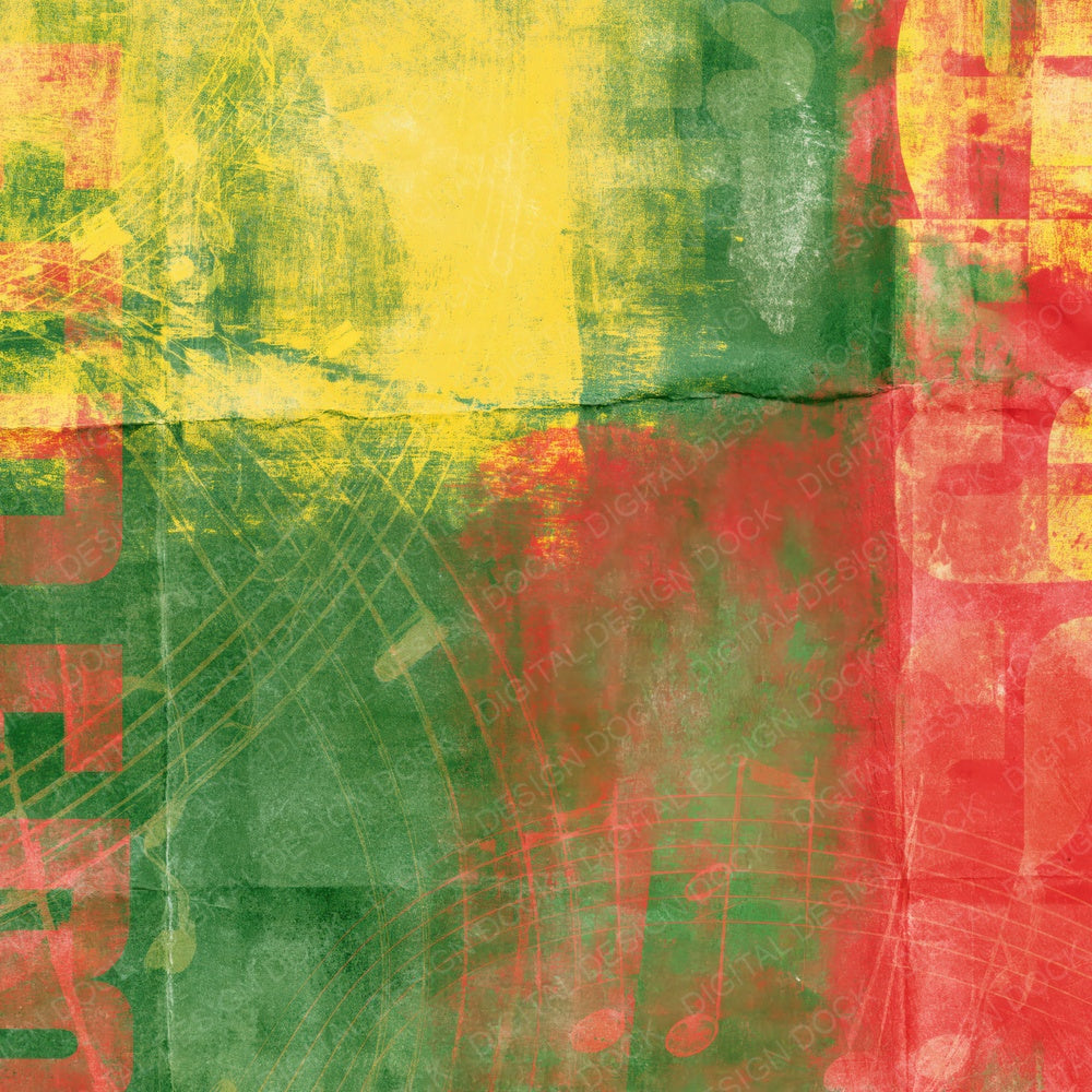Another Music Reggae Notes Jungle Yellow digital paper shown full size