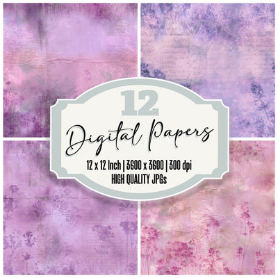Retro Lavender Lilac Aubergine Seamless Digital Paper Pack (DDD016843)