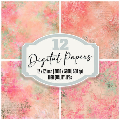Retro Primrose Peach Pink Digital Paper Pack (DDD016844)