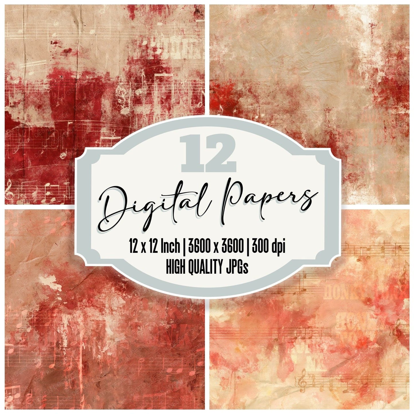 Music Country Notes Ochre Barn Digital Paper Pack (DDD016845)
