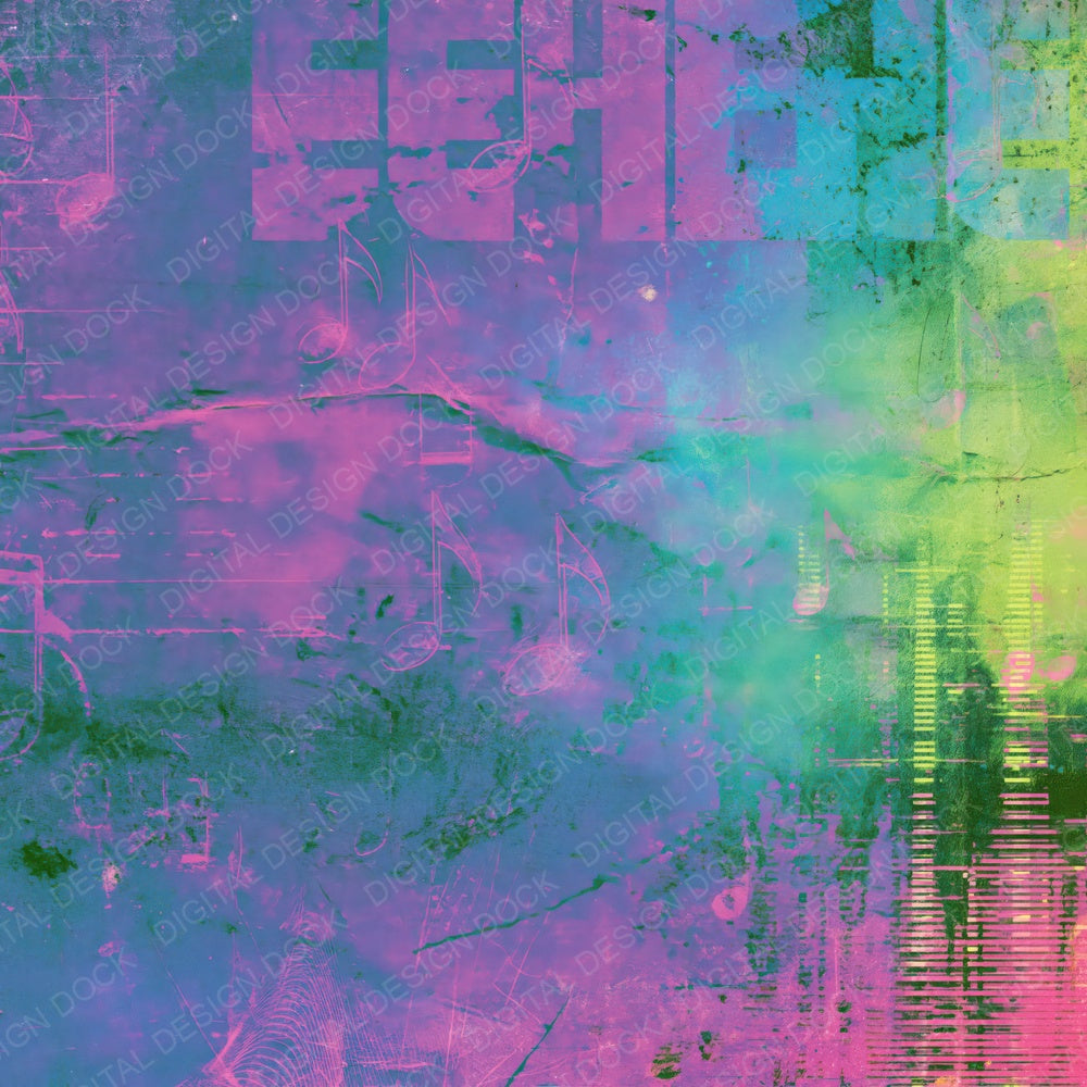 Single Music Electronic Notes Violet Cyan digital paper shown full size