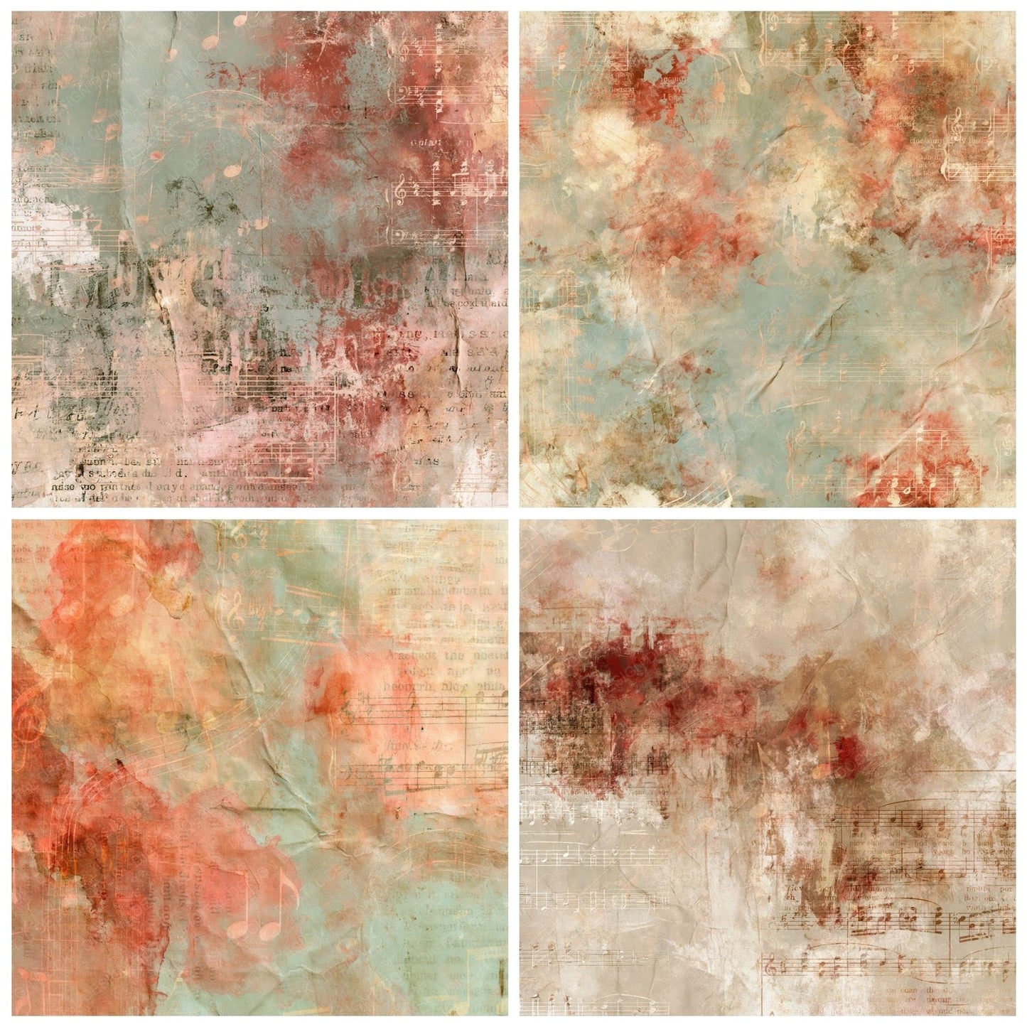 Music Folk Notes Sage Russet Digital Paper Pack (DDD016847)