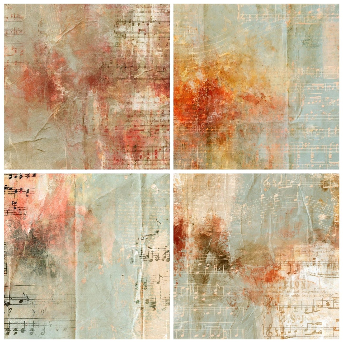 Music Folk Notes Sage Russet Digital Paper Pack (DDD016847)