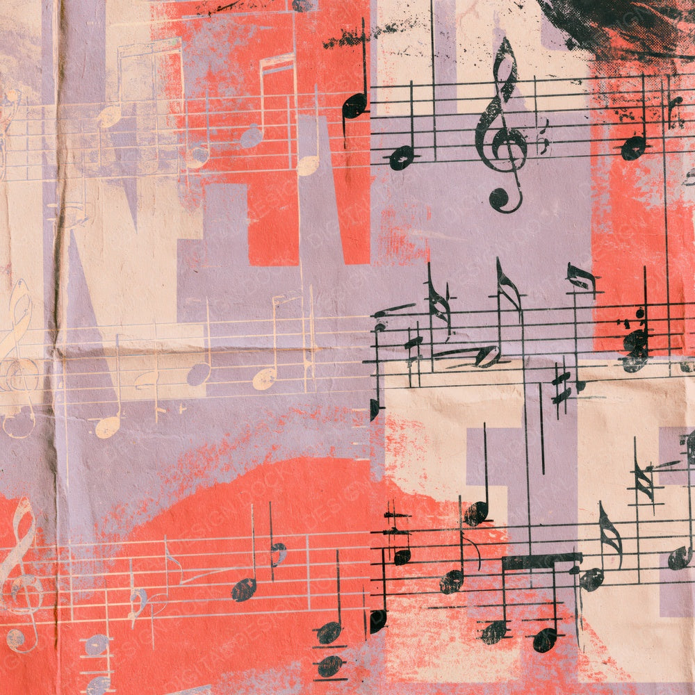 Music Indie Notes Lavender Coral Digital Paper Pack (DDD016849)