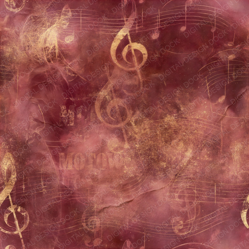 Music Soul Notes Aubergine Gold Seamless Digital Paper Pack (DDD016850)