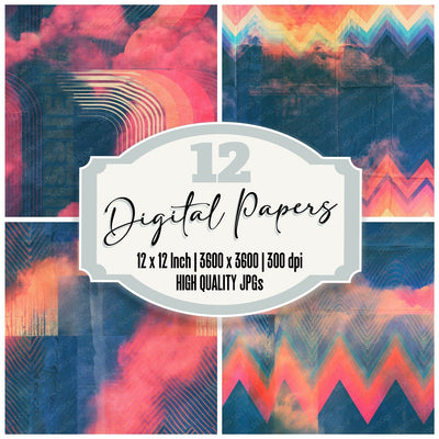 Rainbow Chevron Midnight Pink Seamless Digital Paper Pack (DDD016851)