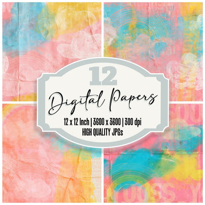 Rainbow Pastel Pink Sky Digital Paper Pack (DDD016852)